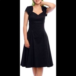 Collectif Regina 50s Black Sateen Evening Doll Dress